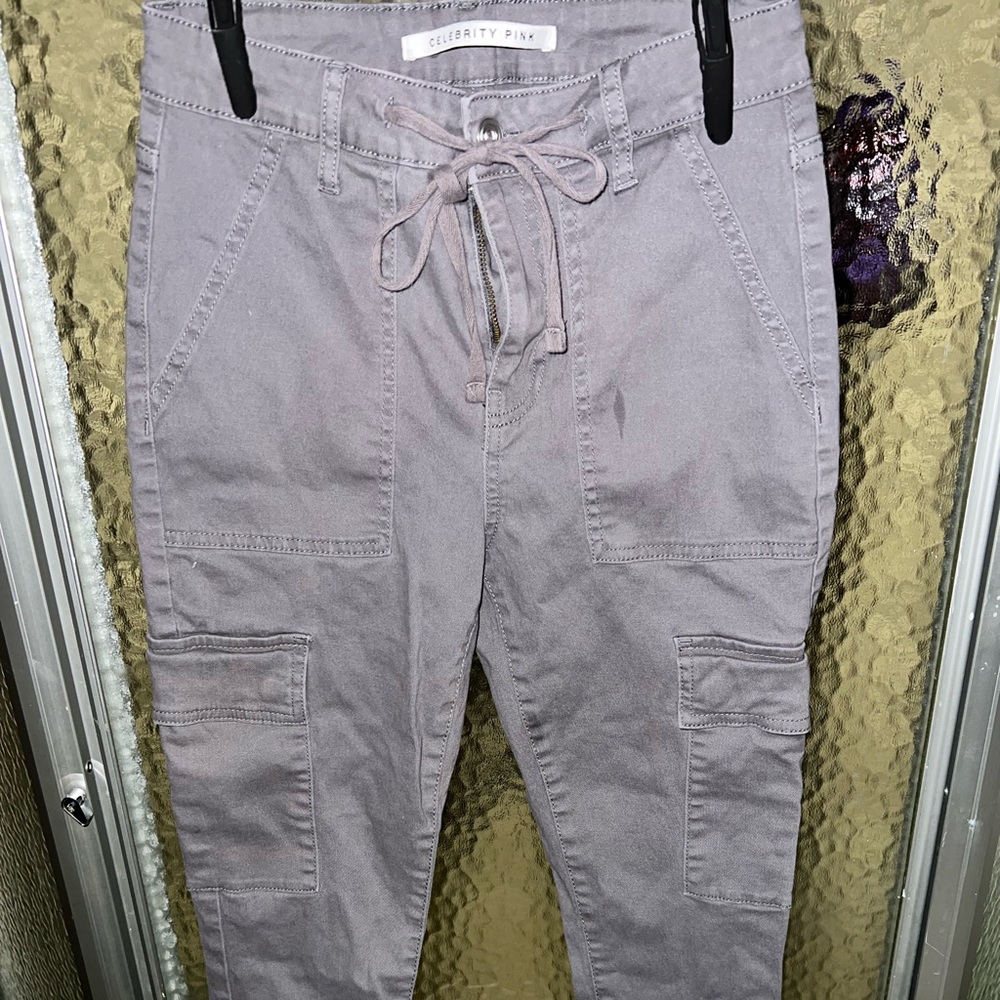 celebrity pink light grey cargo pants